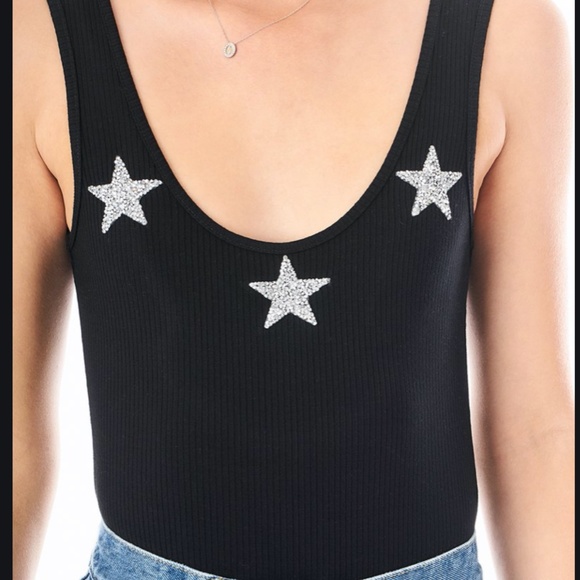 LF RHINESTONE STAR NECK TANK BODYSUIT - Picture 1 of 5